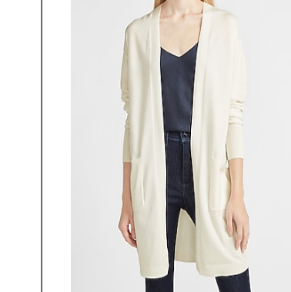 NWT Express long pocket cardigan in ivory